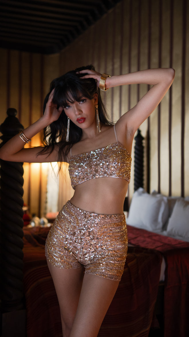 Shorts HW panther gold