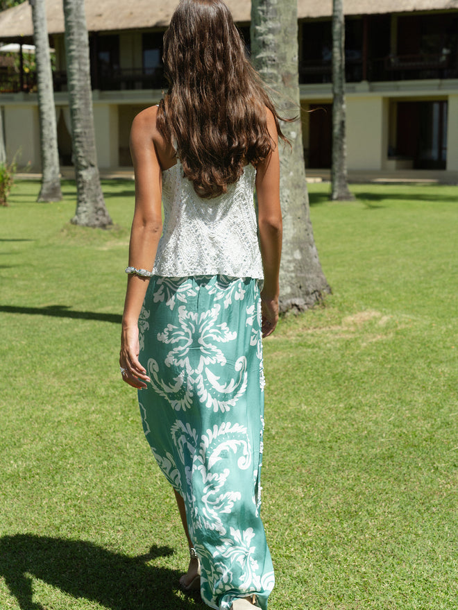 Floral Green Long Skirt