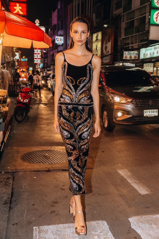 Long Dress Paisley Black