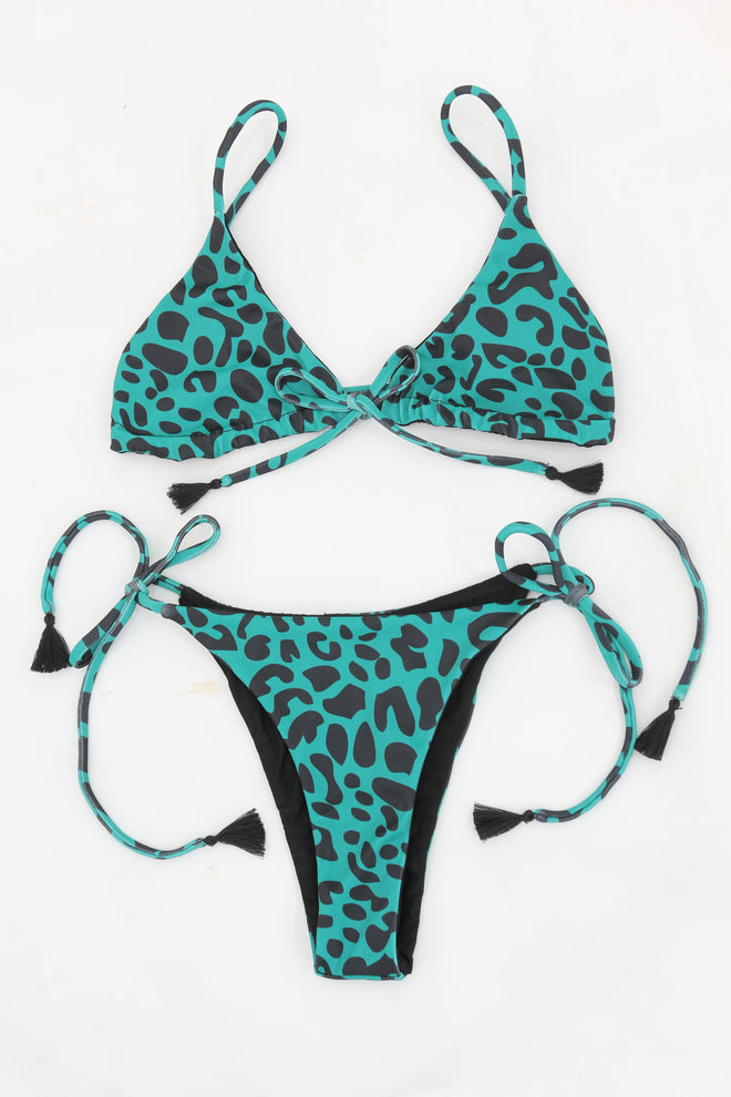 Bikini Green Animal Print