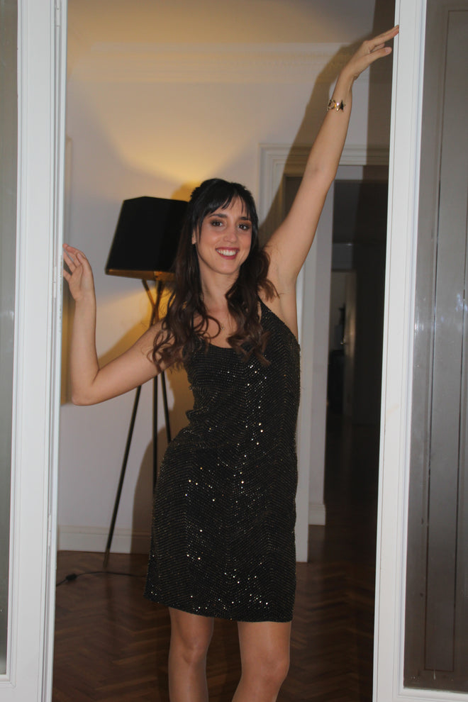 Dress Zig Zag Black-Gold