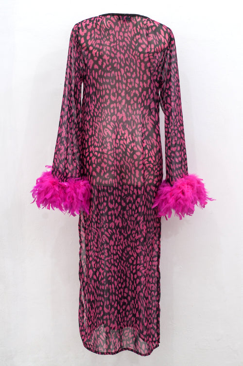 Tunic rings with feather in leo fuchsia