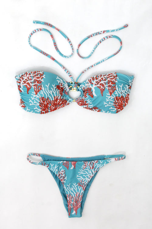 Coral blue Bandeau Bikini