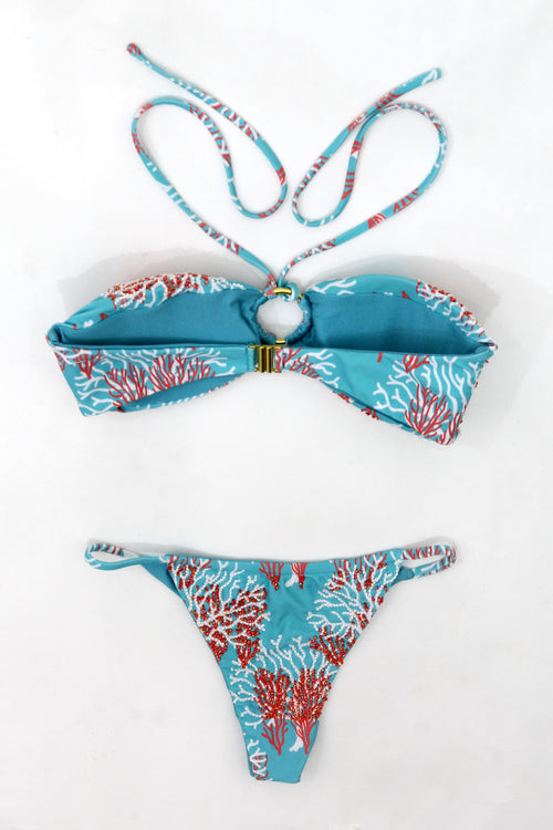 Coral blue Bandeau Bikini