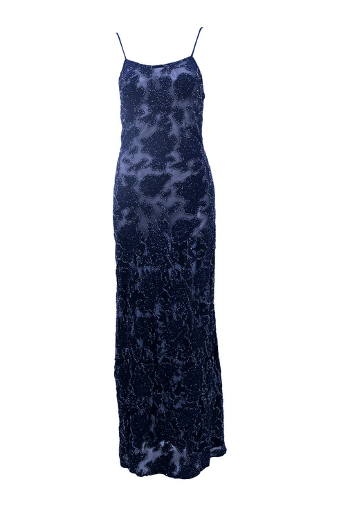Long dress flowers midnight blue