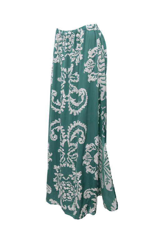 Floral Green Long Skirt
