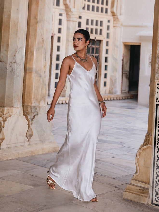 Diamante Slip Dress White