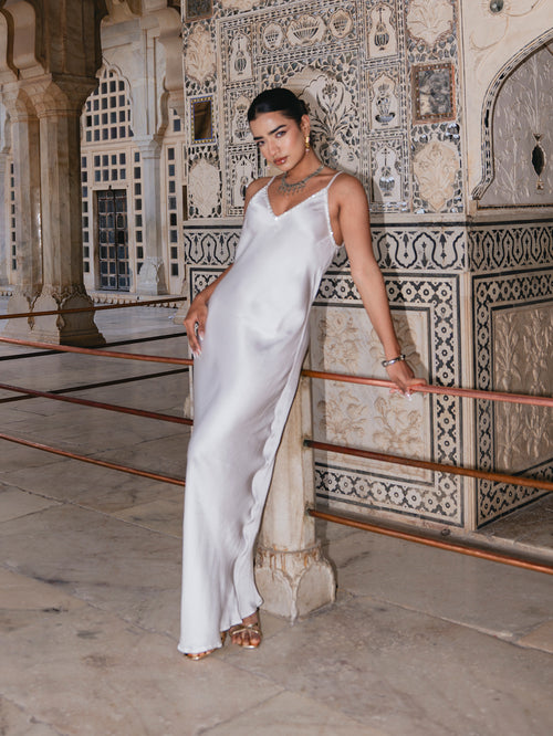 Diamante Slip Dress White