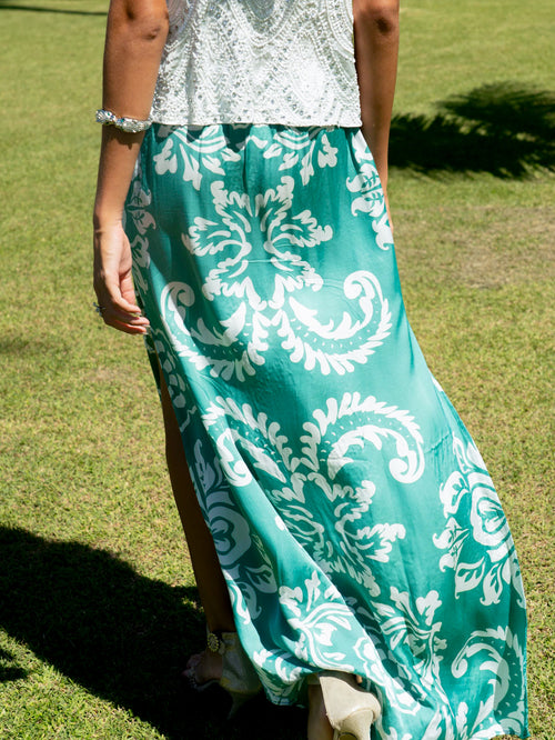 Floral Green Long Skirt