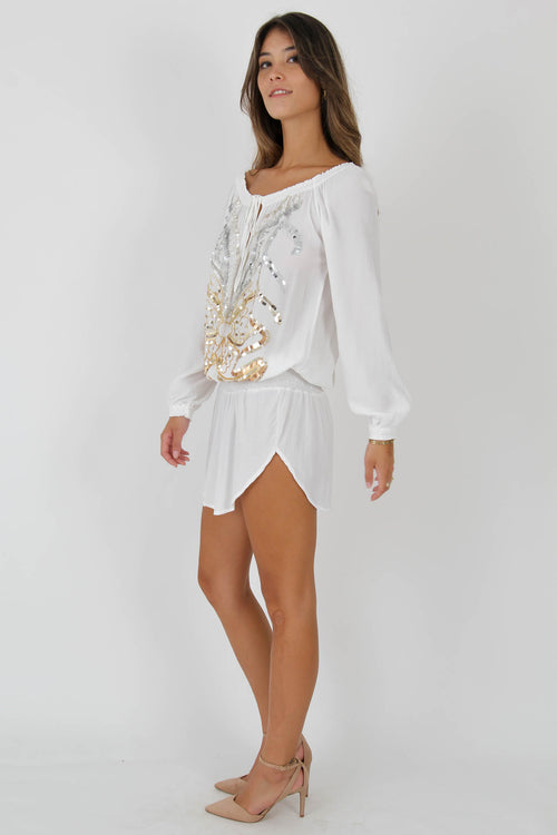 Tunic Flowers offwhite